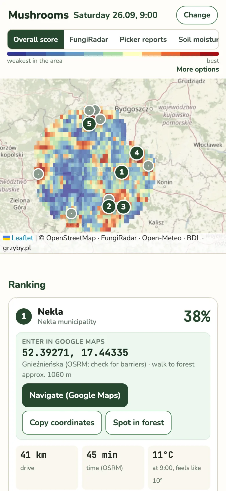 Mushroom Finder map